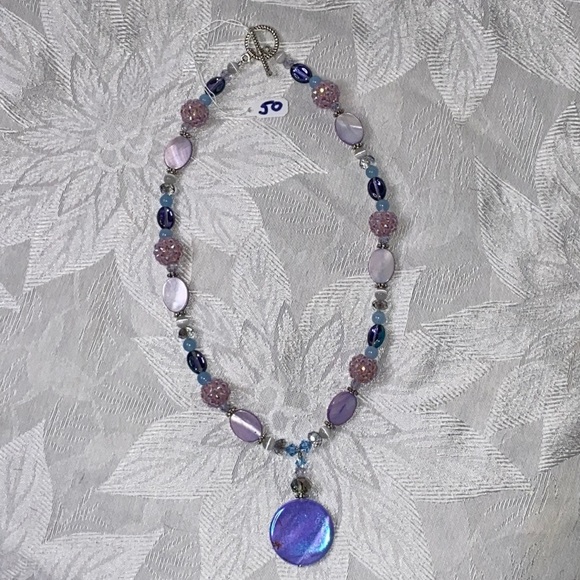 Handmade “Pretty in Purple” Beaded Necklace With Pendant - Picture 1 of 4